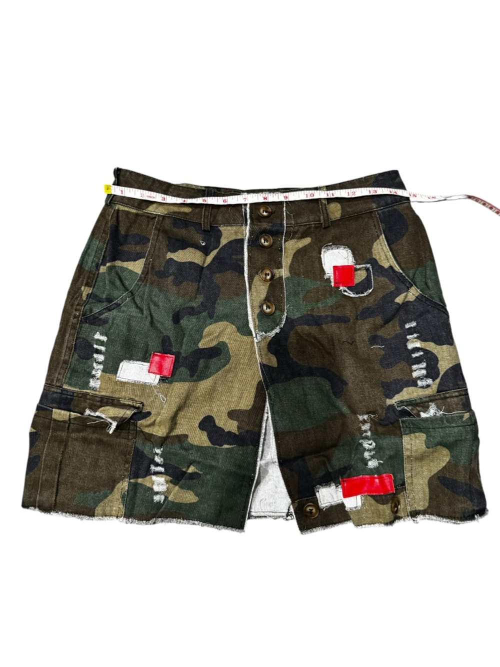 Camo Distressed Mini Skirt with Side Cut-Outs - Picture 5 of 7